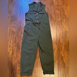 Wild Fable Dark Green Button-Front Jumpsuit